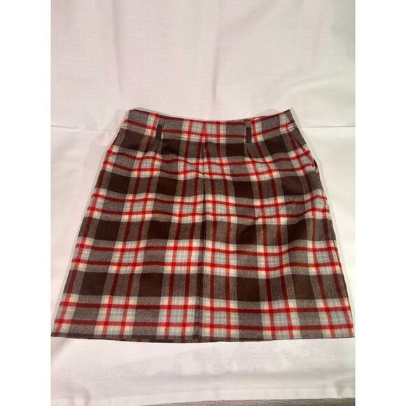 Eddie Bauer Skirt Size 10 Wool Mohair Cashmere Blend Plaid Pencil Knee Length - Picture 8 of 9
